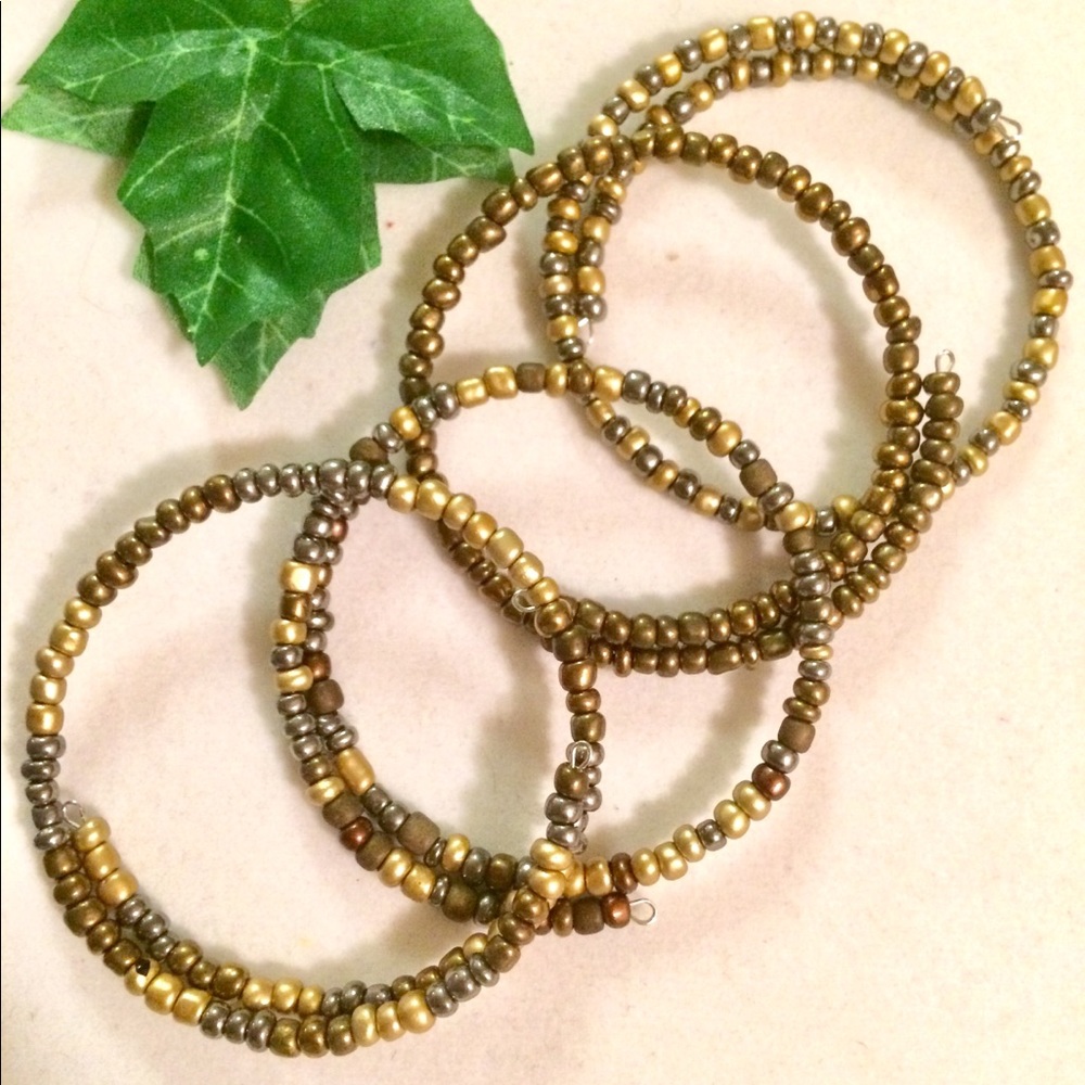 Four Beaded Bangle Bracelets